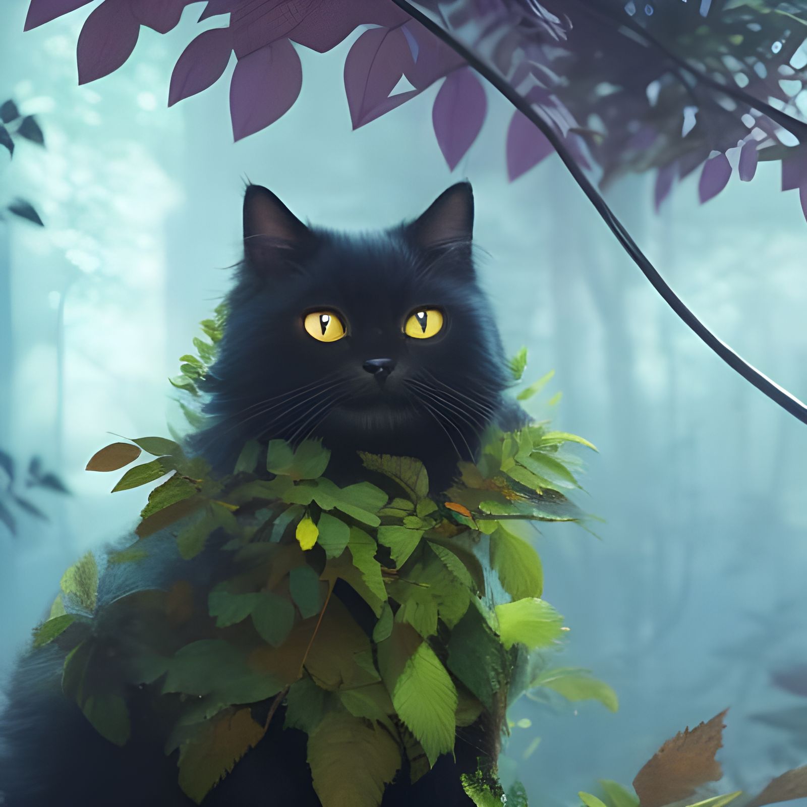 Rainforest Cat: Hyperdetailed Dark Fantasy Concept Art