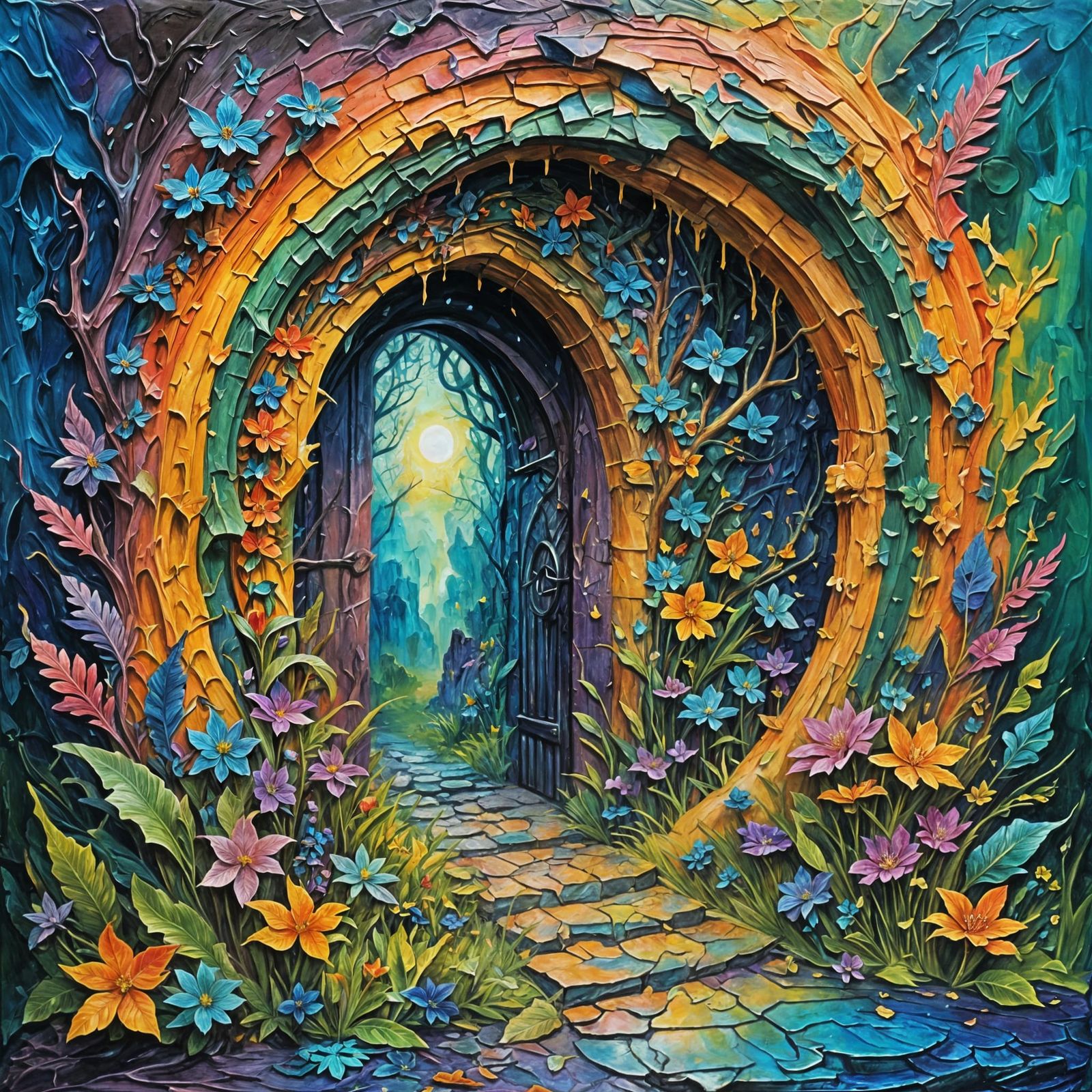 Magical Portal to Feywild Realm as Impasto Painting