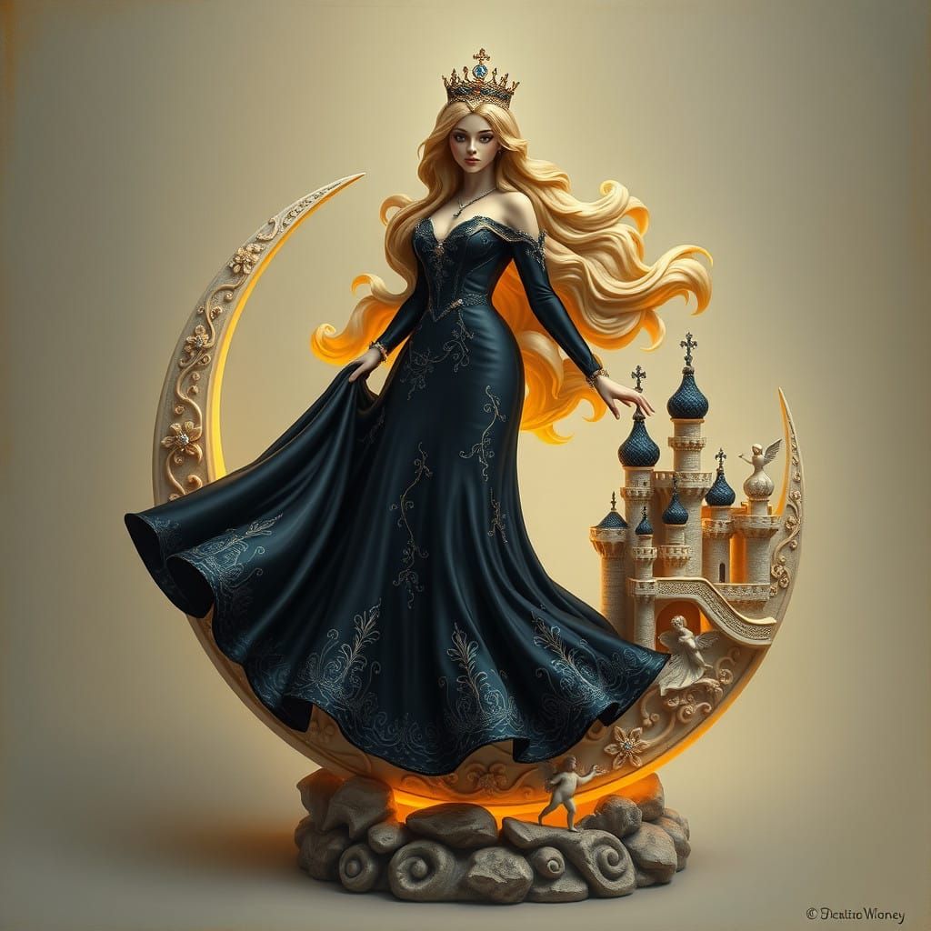 Ethereal Princess on Crescent Moon