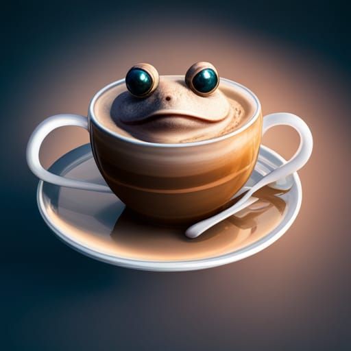 Toad Relaxing Inside Cappuccino: Fantasy Concept Art