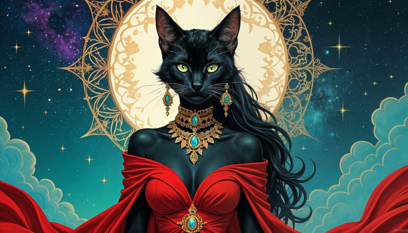 Feline Humanoid in Dark Fantasy Art Style