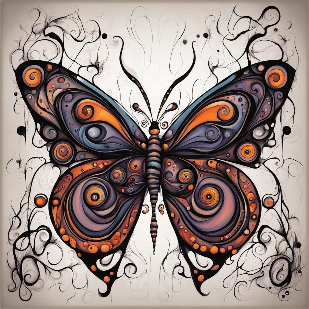 Scary Halloween Butterfly in Tim Burton Style