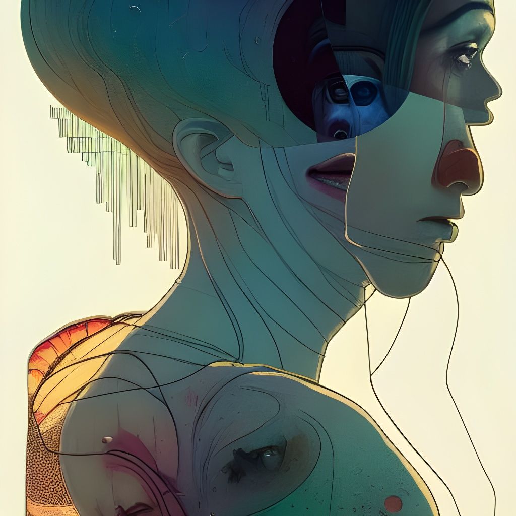 Nerdy Man Sees Goddess Reflection, Digital Art