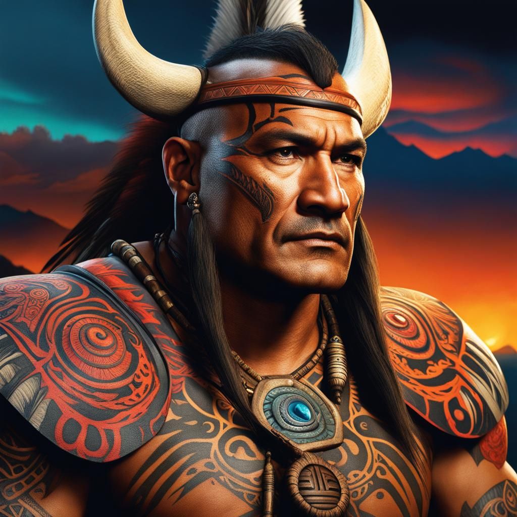 Concept 3 of Temuera Morrison as a Maori Monster Hunter