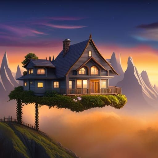 Anime Lantern House in Digital Illustration Style