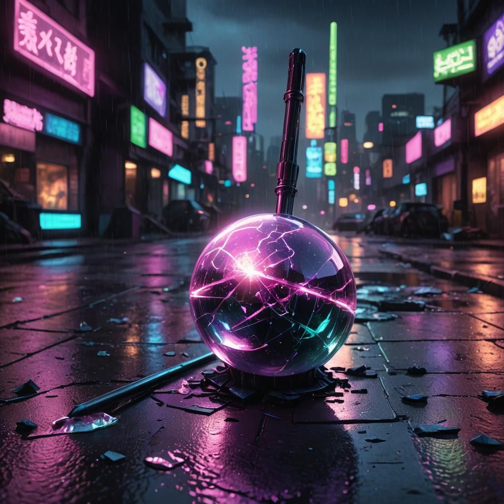 Cyberpunk Magic Wand with Crystal Ball
