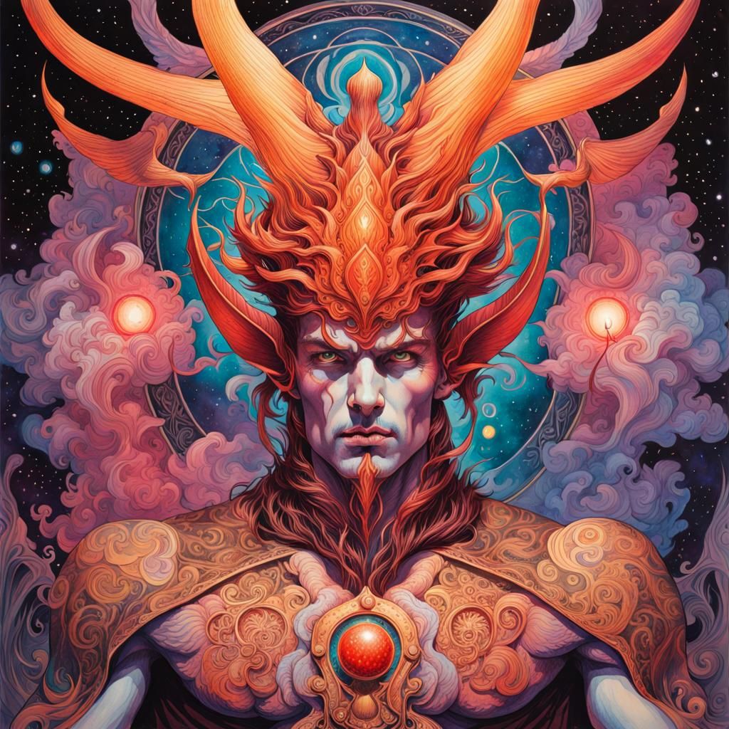 Fornication Demon in Art Nouveau Watercolor Style