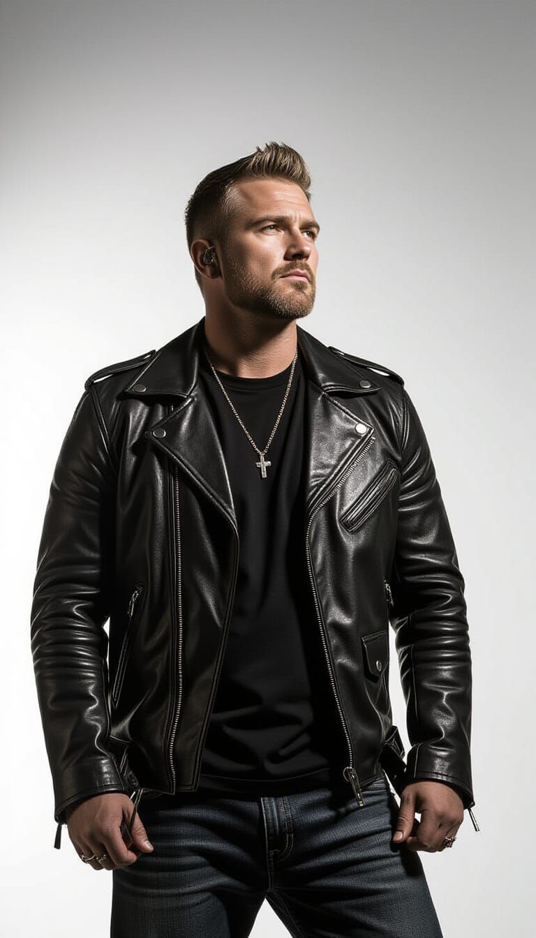 Monochromatic Portrait of a Rapper in Noir Style