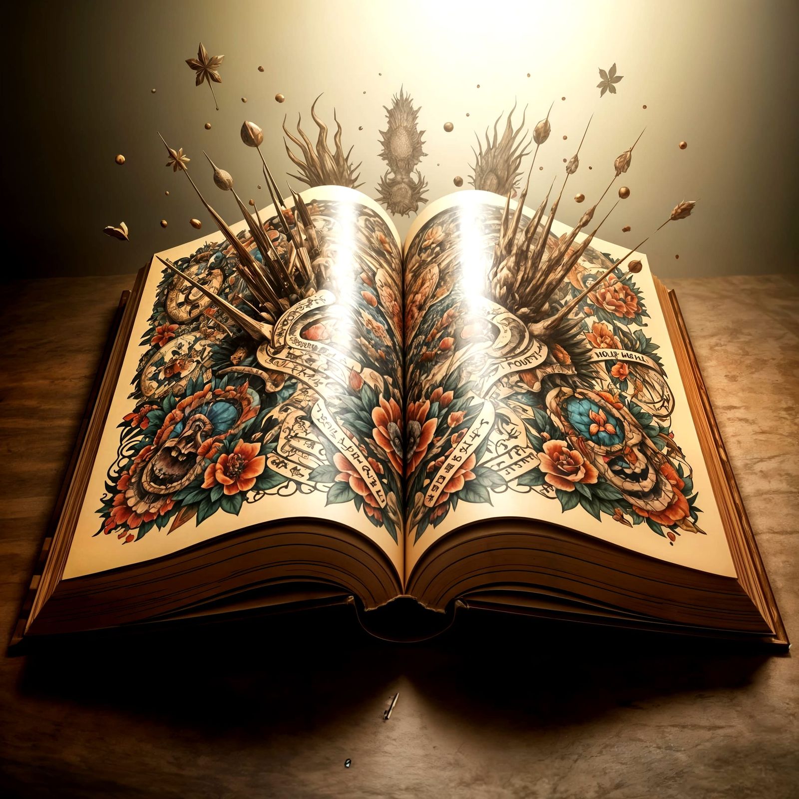 Tattoos Coming Alive From Open Book