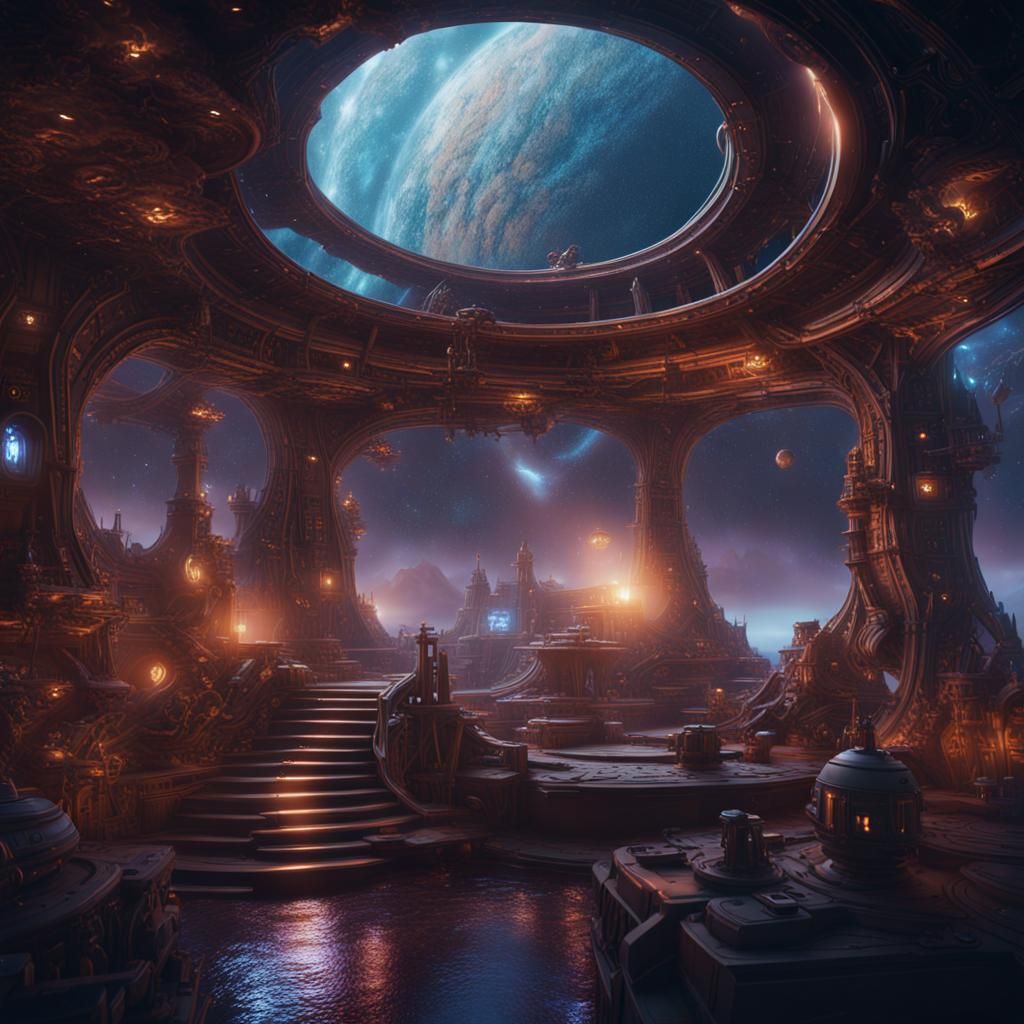 Spaceship Life in the Milky Way: Fantasy Concept Art