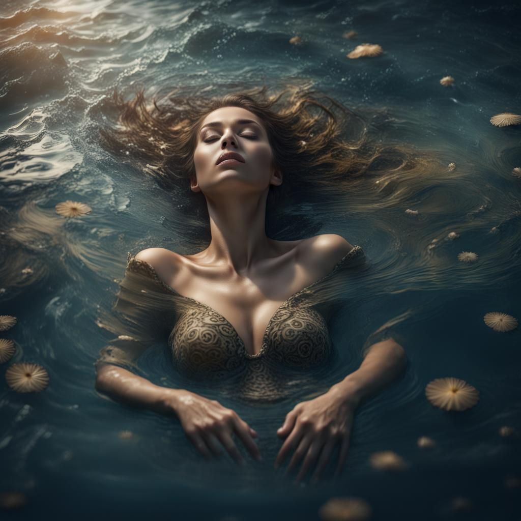 Woman's Face Above Water: Digital Matte Painting
