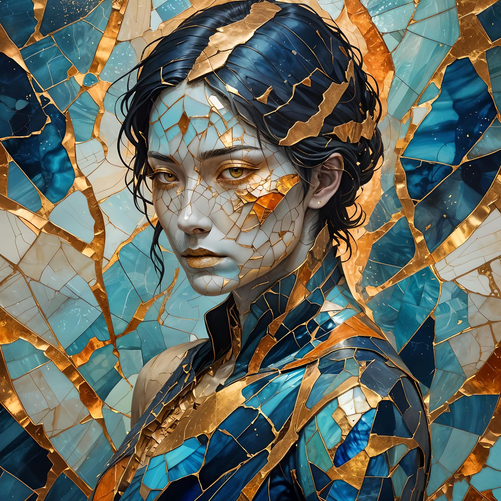 Kintsugi Style Abstract: Surreal Representation of Pain