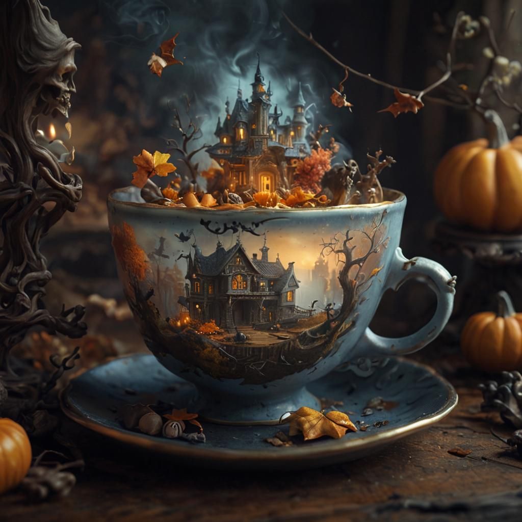 Miniature Halloween World in a Teacup