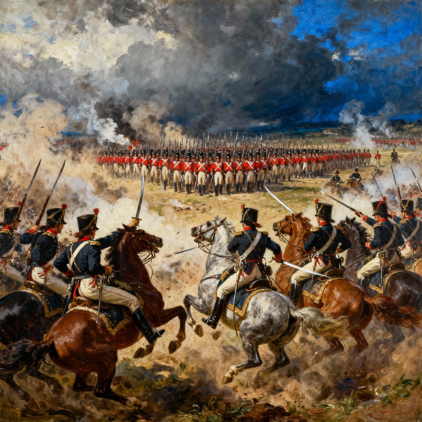 Napoleonic Cavalry Charge on Battlefield