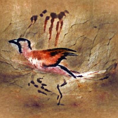 Simple Cave Painting of a Bird