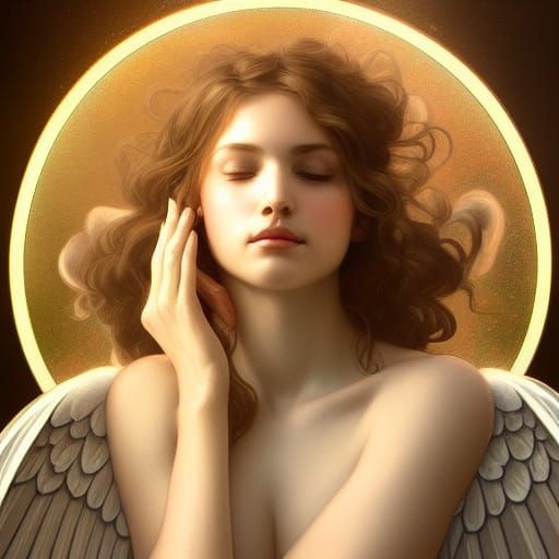 Angelic Daffodil Portrait in Art Nouveau Style