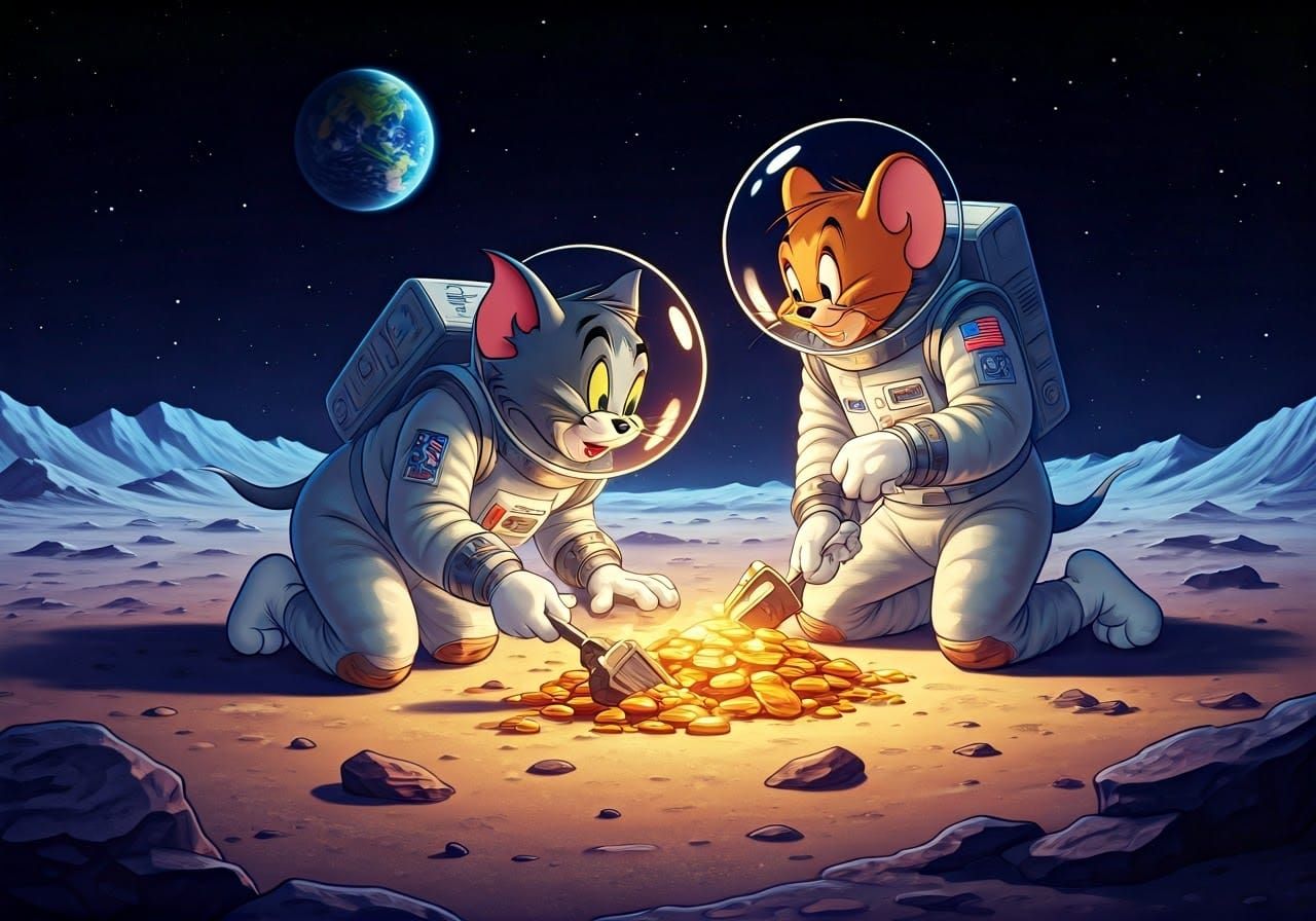 Tom and Jerry Mining Gold on the Moon, Comic Art