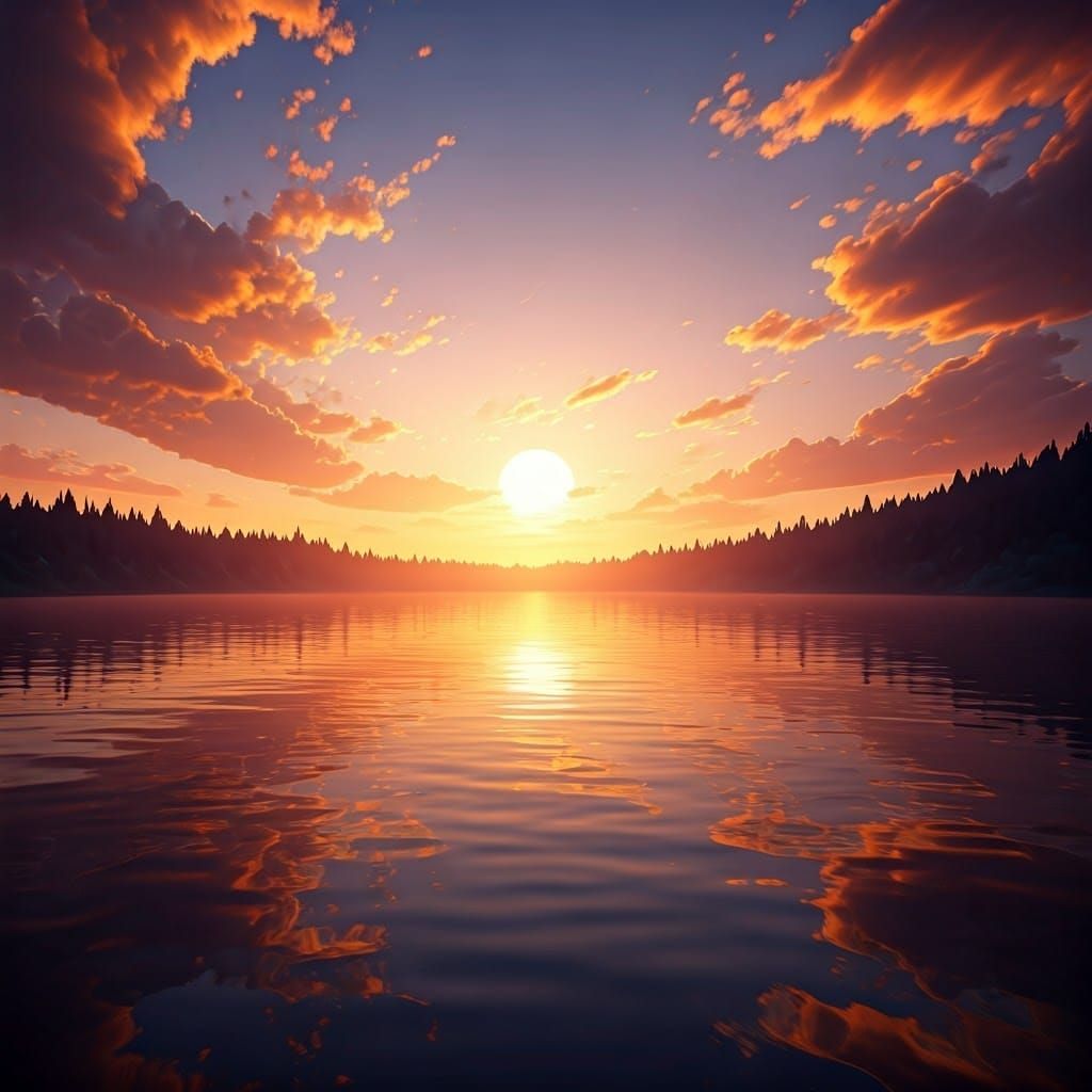 Golden Morning Calm on Serene Lake Waters