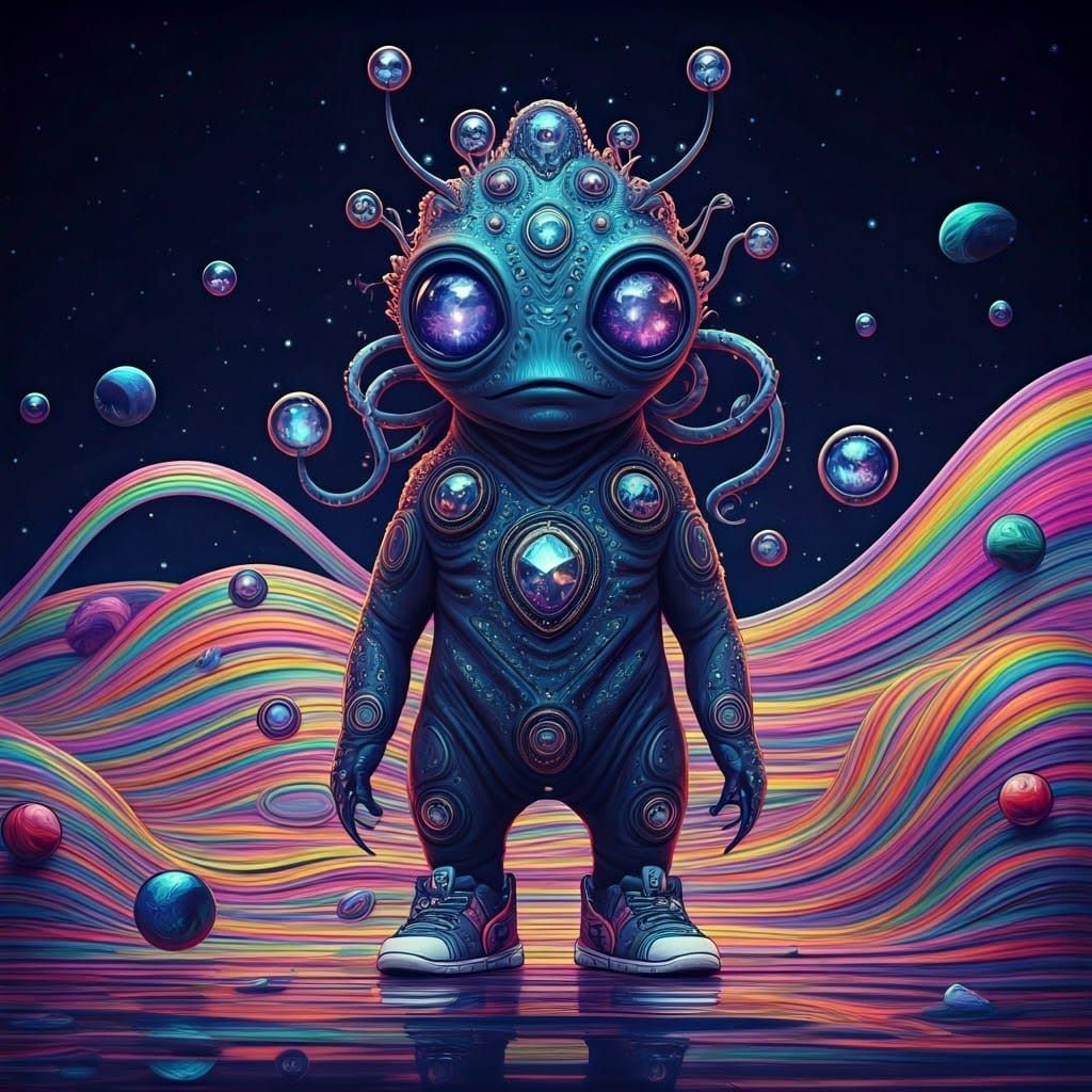 Majestic Alien in Surreal Ukiyo-e Landscape