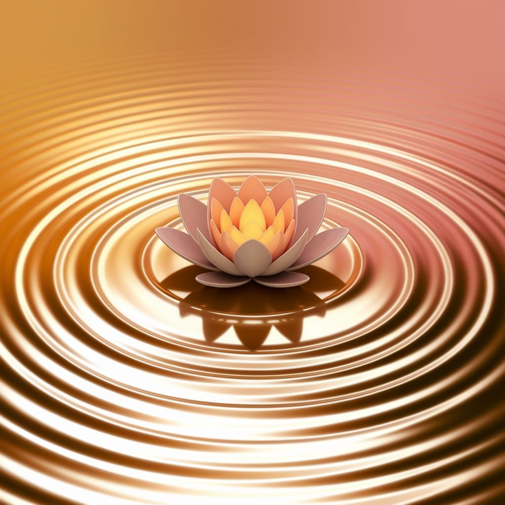 Surreal Lotus Blooms Above Shimmering Liquid Gold in Cyberpu...