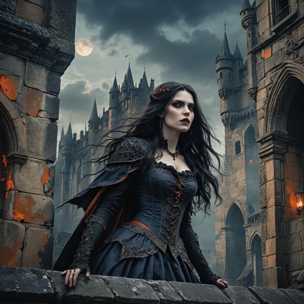 Gothic Female Vampire in Dark Fantasy Art