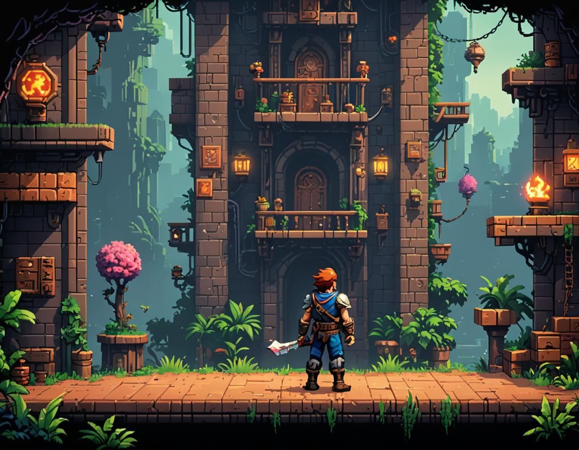 Cinematic Pixel Art Game Character Portrait