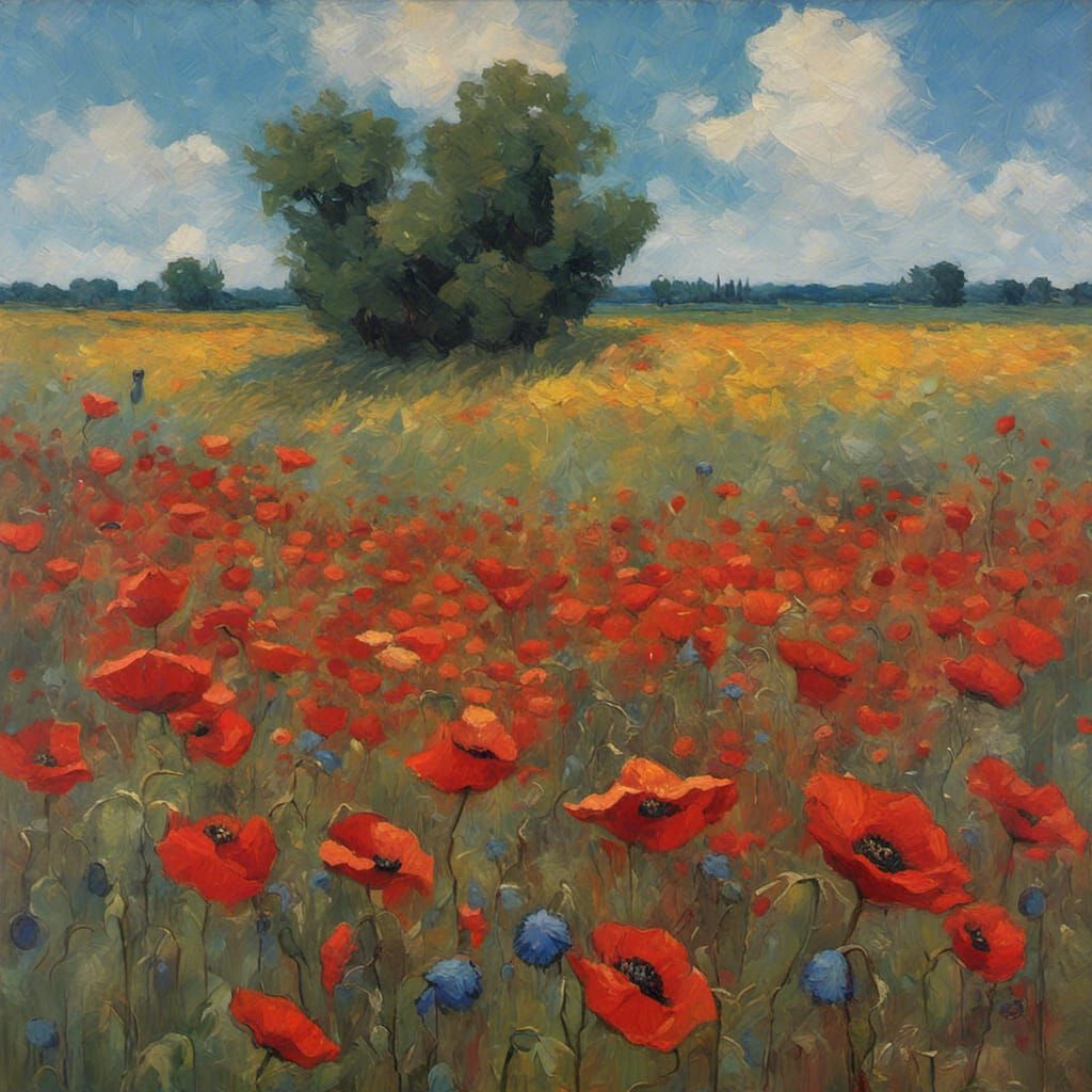 Poppy Field Impressionist Painting