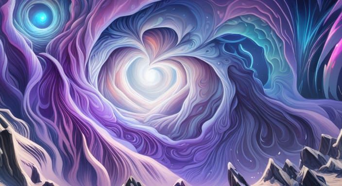 Heart Galaxy Graffiti Art in Amaringo Style