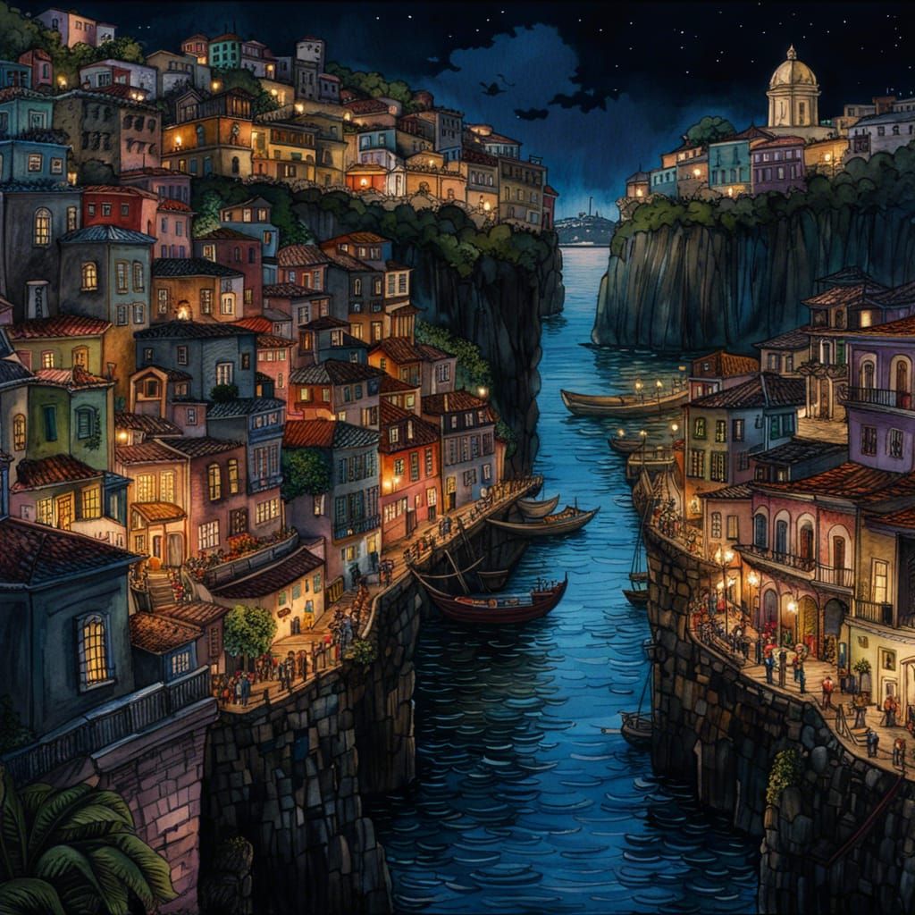 Nighttime Forrol, Salvador Bahia in Watercolour