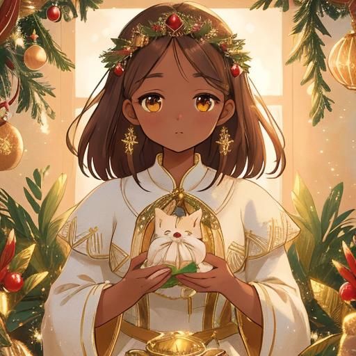 Festive African American Woman in Golden Hour Glow