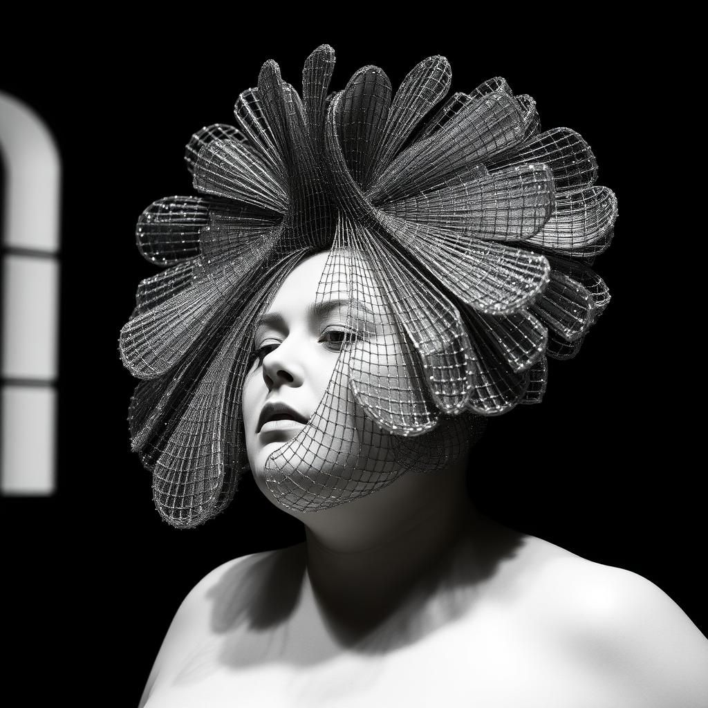 Futuristic Plus-Size Model in Avant-Garde Fashion
