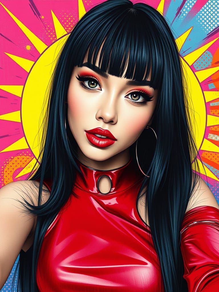 Glamorous Cyberpunk Woman in Charcoal Drawing Style