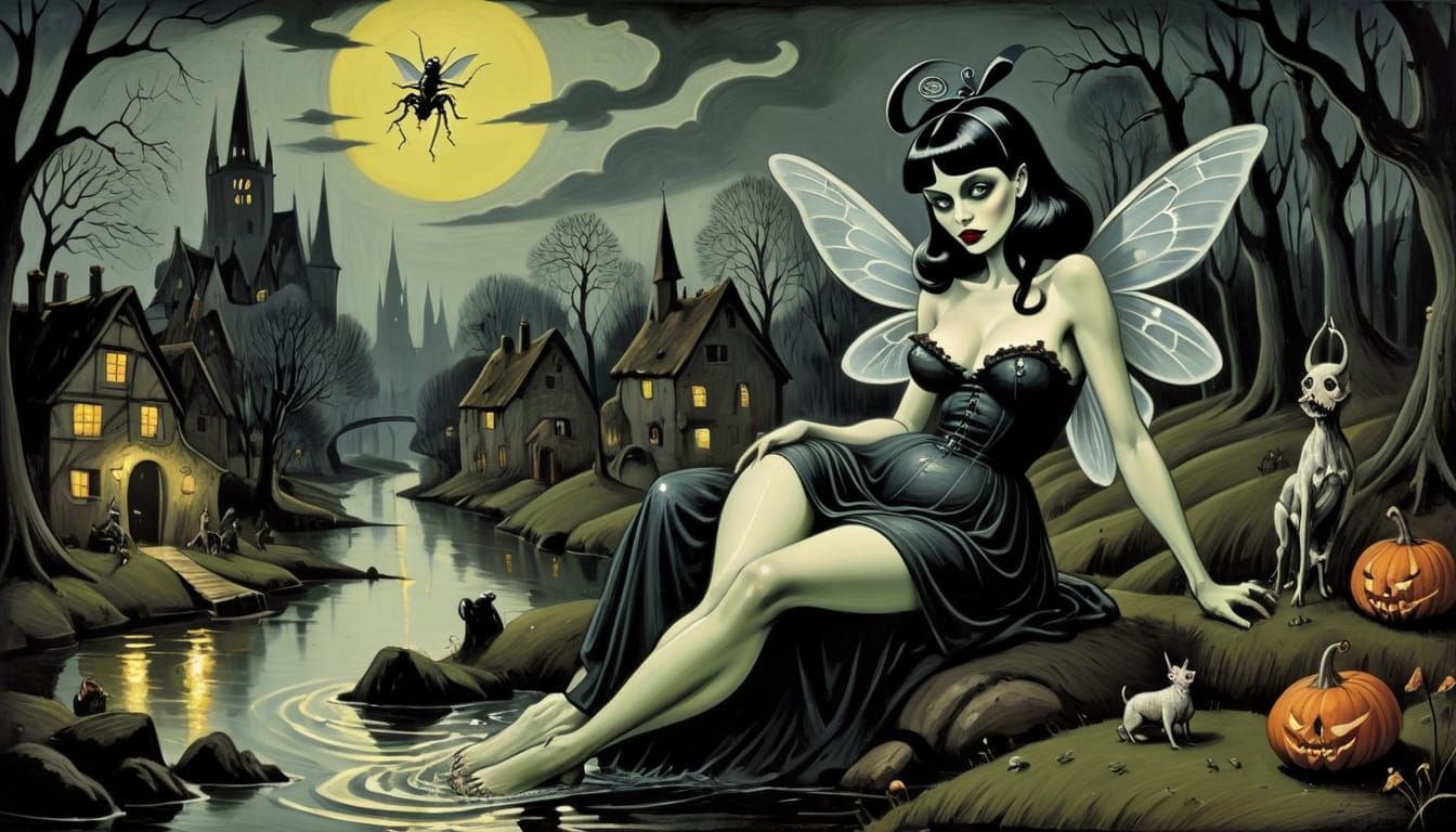 Macabre Fairy Grunge in Impasto Style
