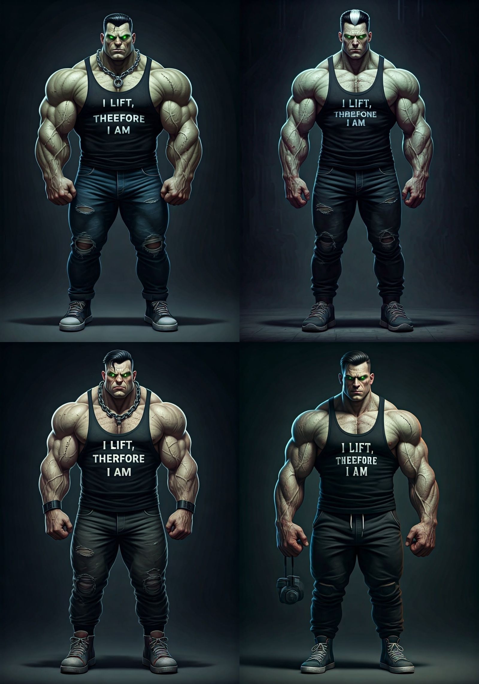 Gigachad Reanimated: Towering Figure with Radioactive Look