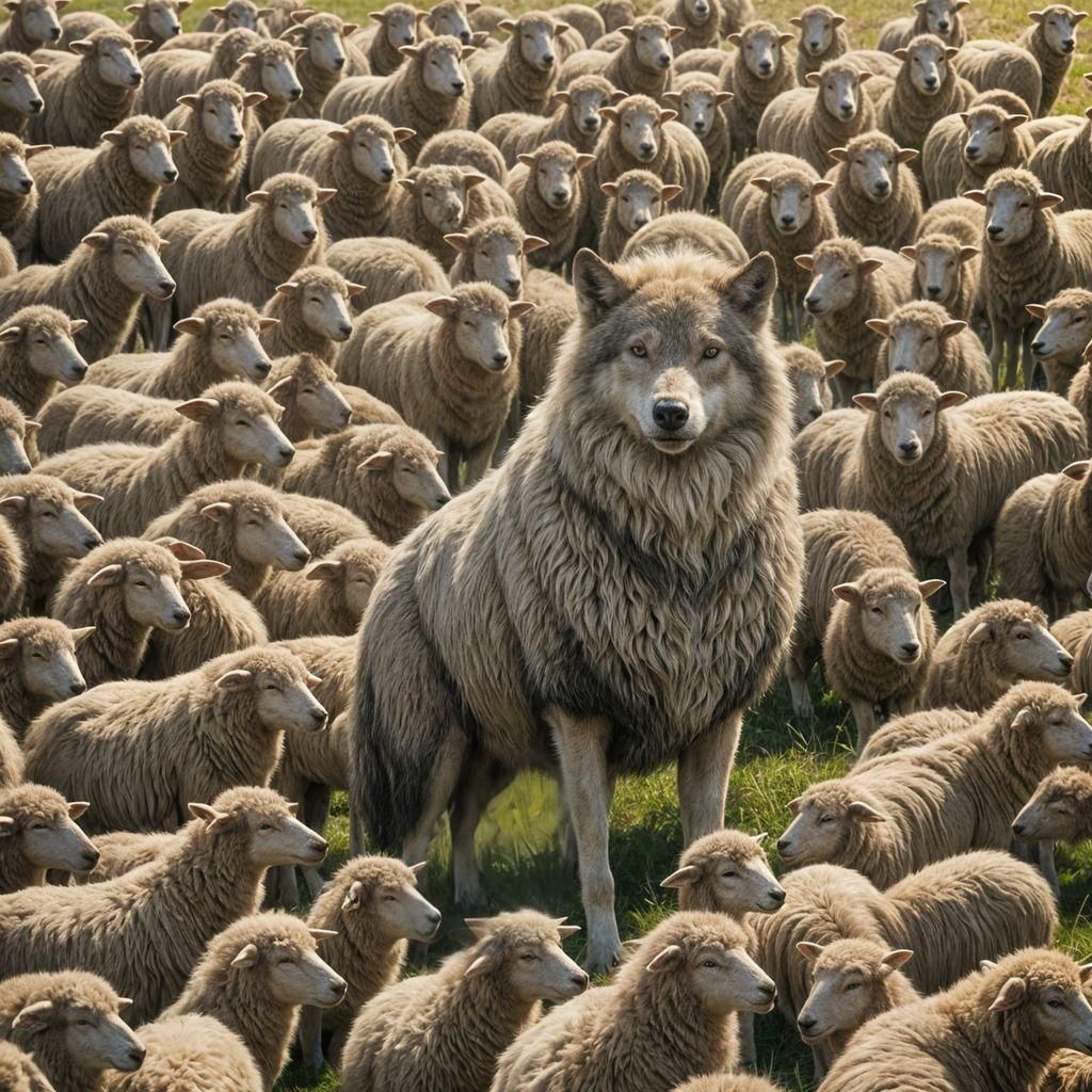 Wolf in Sheep's Clothing Among Sheep