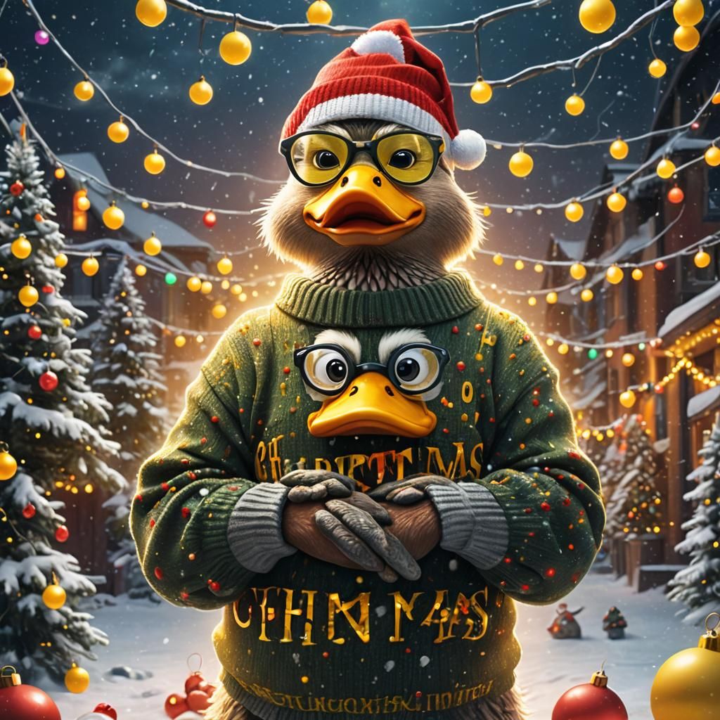 Angry Duck Embodies Christmas Spirit in Fantasy Art