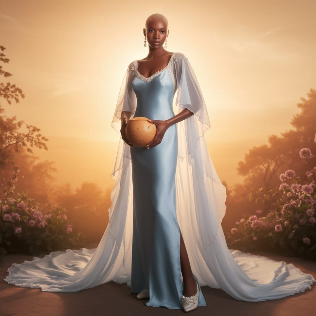 Regal African Goddess in Sunset Glow