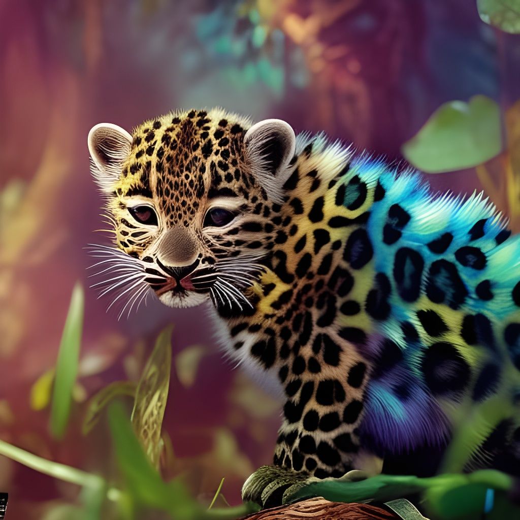 Adorable Baby Leopard in Jungle: Fantasycore Art