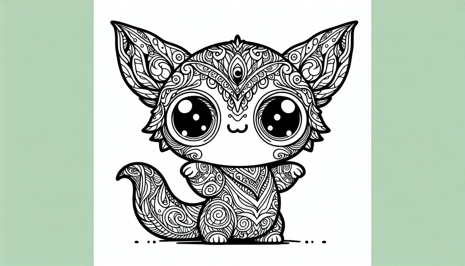 Chibi Mischief: A Detailed Line Art Creature Design