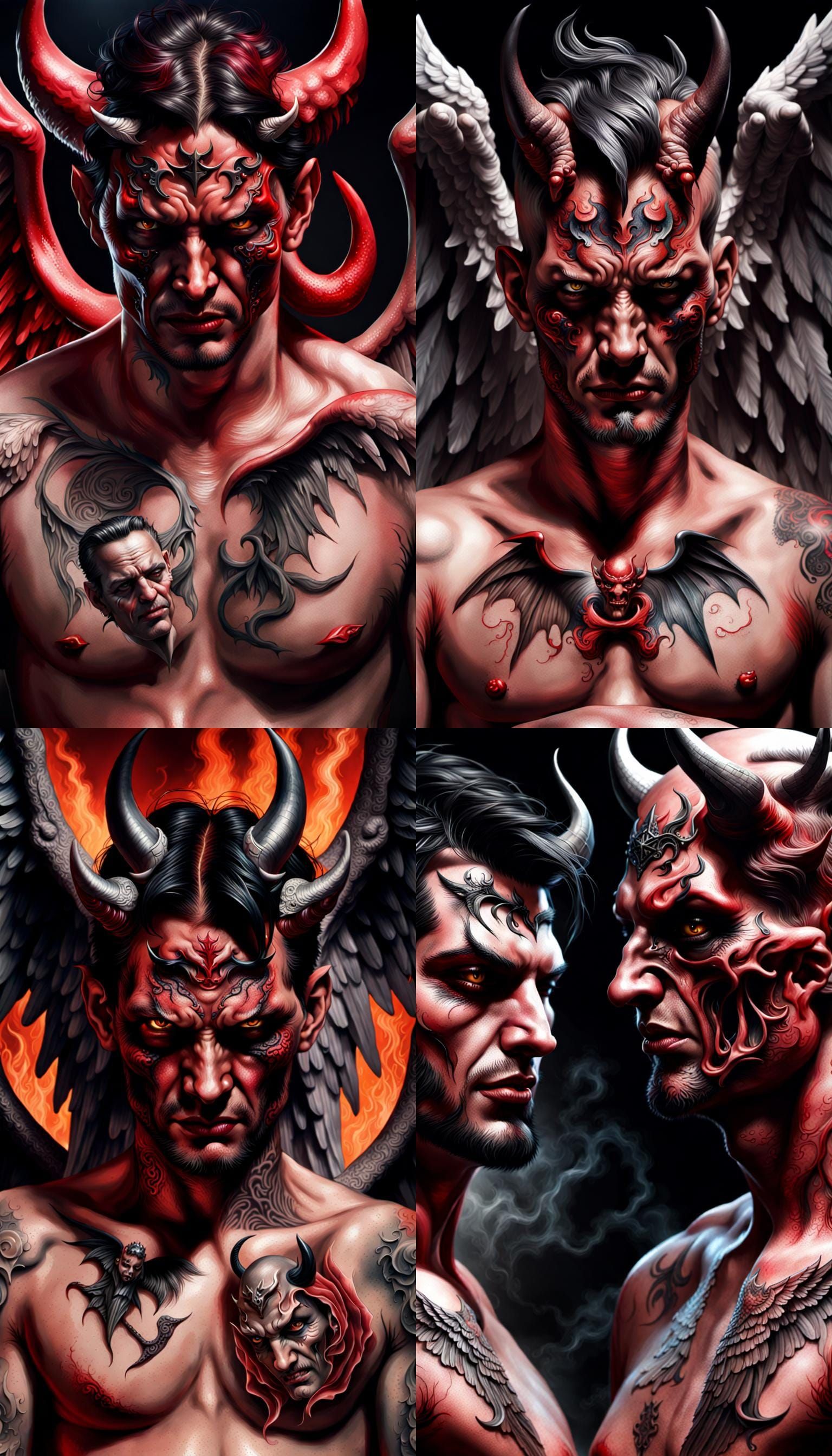Angelic Demon: Detailed Portrait of Duality