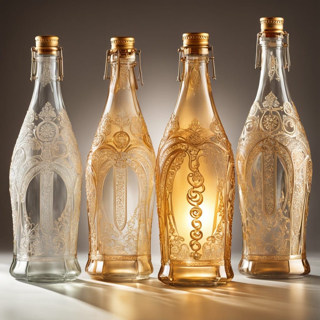 Elegant Art Nouveau Style Coca Cola Bottle in Crystal Glass
