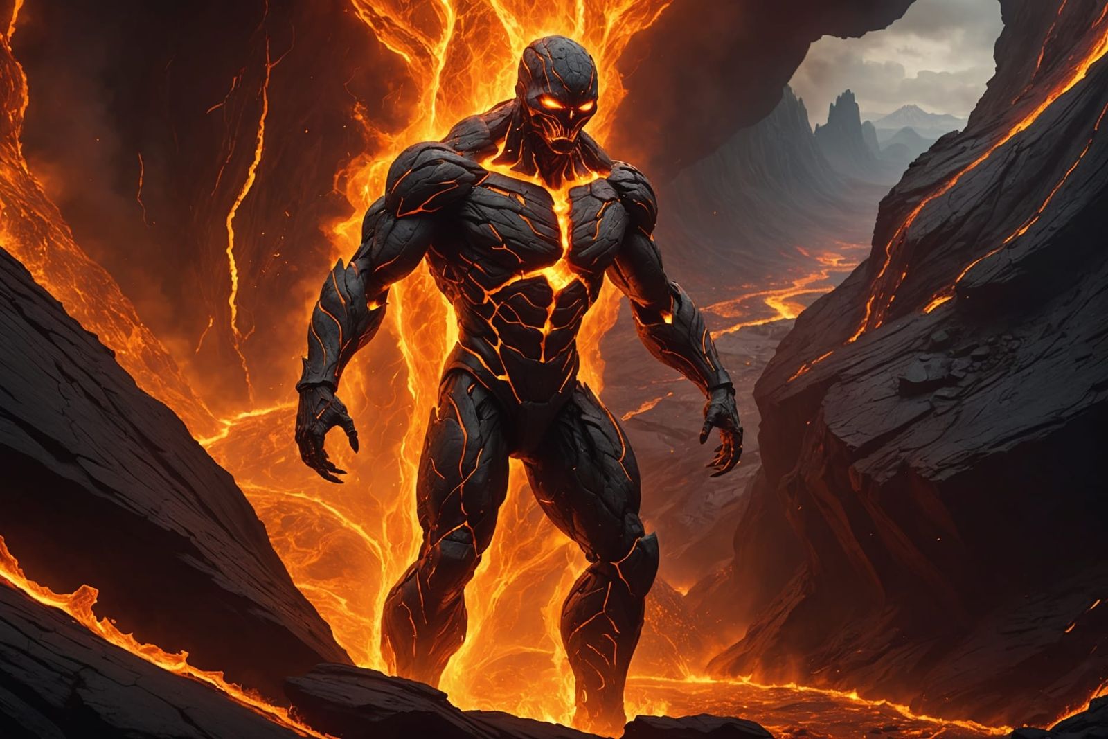 Magma Man Rises: A Digital Art Depiction