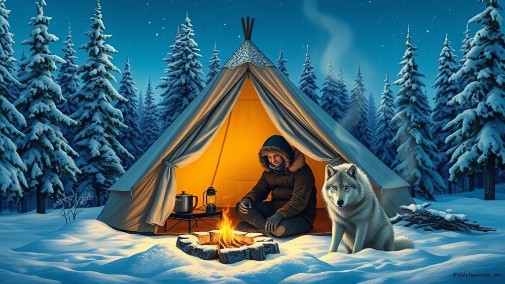 Serene Winter Wonderland in the Frosty Forest