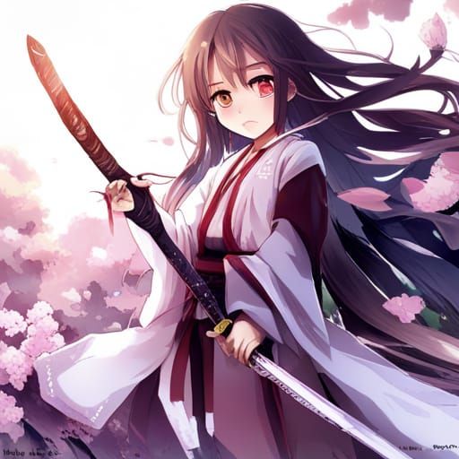 Anime Girl with Sword and Haori