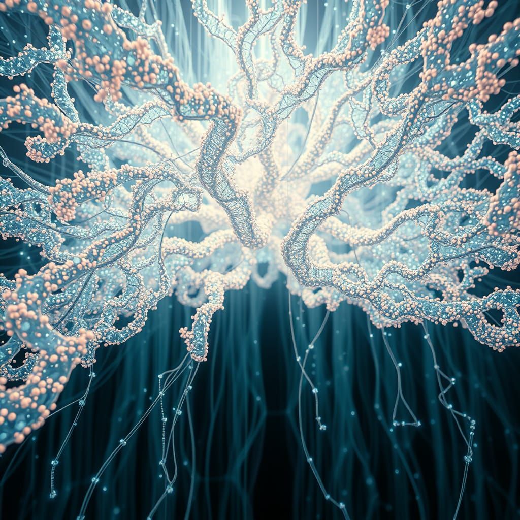 Bioluminescent Bio-Data Organism in Ethereal Style