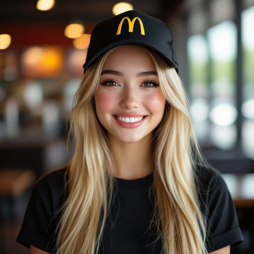 Cute McDonald's Worker With Long Blonde Hair