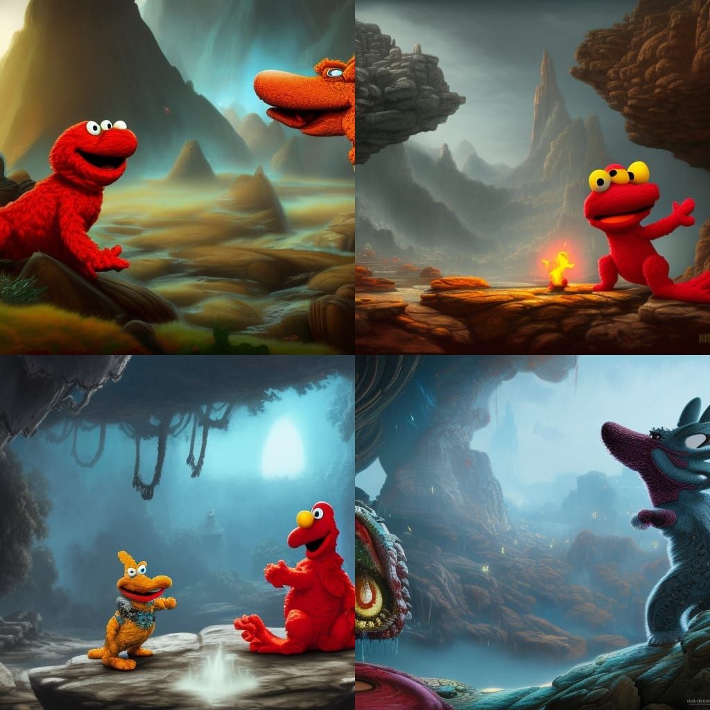 Elmo Versus Rocko: Detailed Fantasy Concept Art