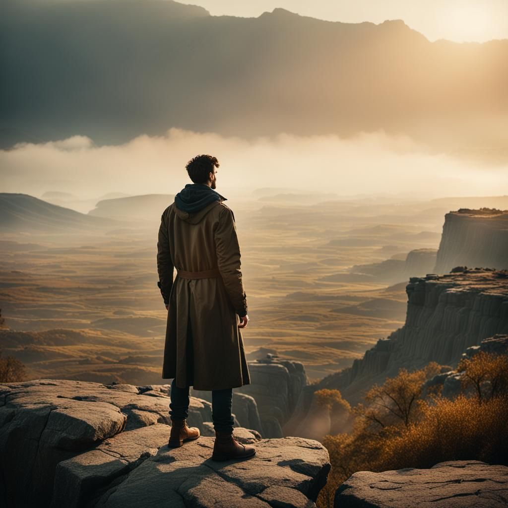 Perluote Overlooks Mist-Shrouded Landscape in Cinematic Styl...