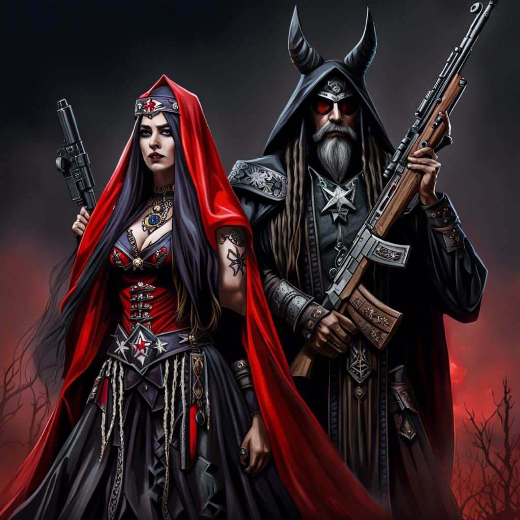Epic Gothic Wizard King with Priestess Wife
