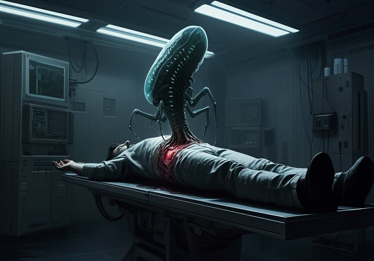 Extraterrestrial Parasite Emerges in Dystopian Sci-Fi Scene